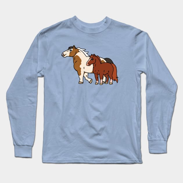 Noggin and Lily Chibi Horses Long Sleeve T-Shirt by FalconArt